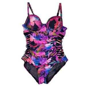 Torrid Floral Print Underwire One Piece‎ Swimsuit Plus Size 1 / D DD